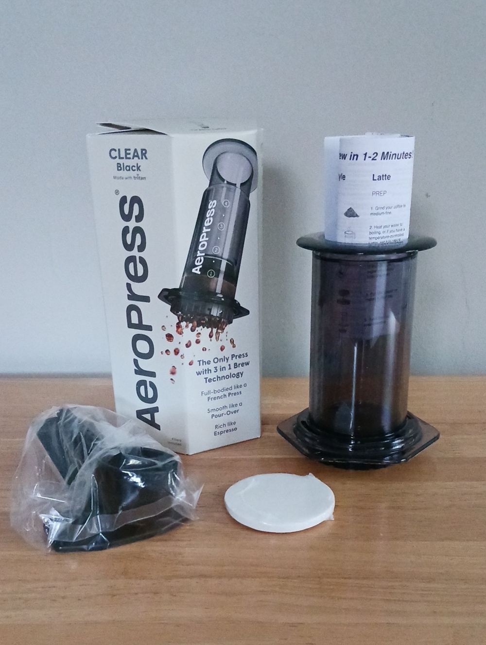 New Aeropress Coffee Press Clear Black
